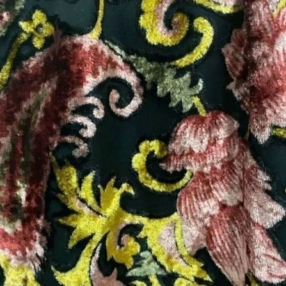 Anthropologie Seen Worn Kept Off the Shoulder Velvet Floral Embossed Top Black M